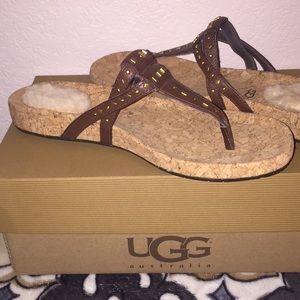 NEW UGG leather studded brown size 10M sandals.🌻